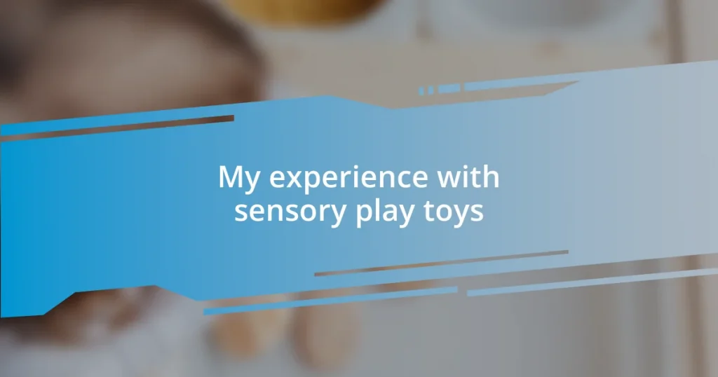 My experience with sensory play toys