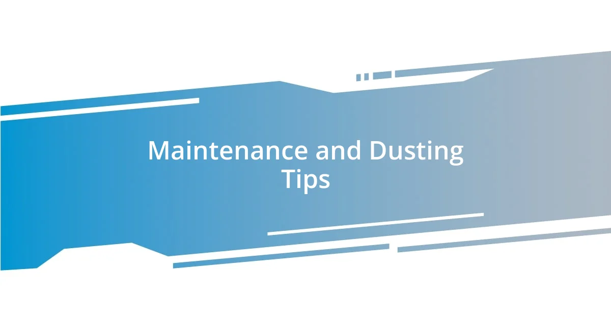 Maintenance and Dusting Tips